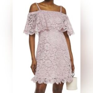 Elegant Lace Off-Shoulder Pink Dress